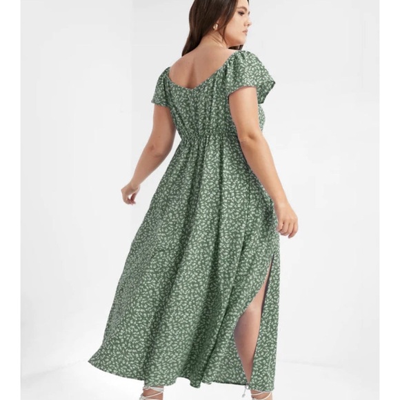 BloomChic Ditsy Floral Elastic Waist Ruffles Pocket Knee Dress - Picture 2 of 6